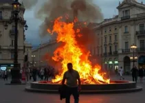 Homem incendiado em praça pública