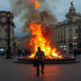 Homem incendiado em praça pública